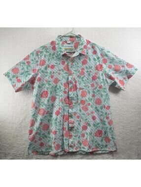Shinesty Floral Hawaiian Camp Button Up Shirt Mens XL Derby Rose Beer Pocket